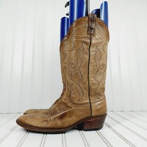 Dan Post Brown Leather Slip On Embroidered Cowboy Wester Boots K379